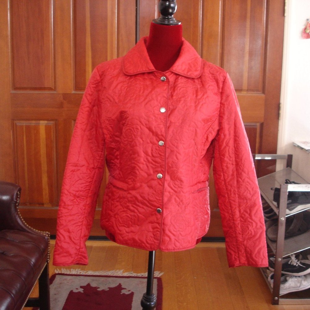 2/$12: JG HOOK Women (M) Red Quilted Floral Jacket